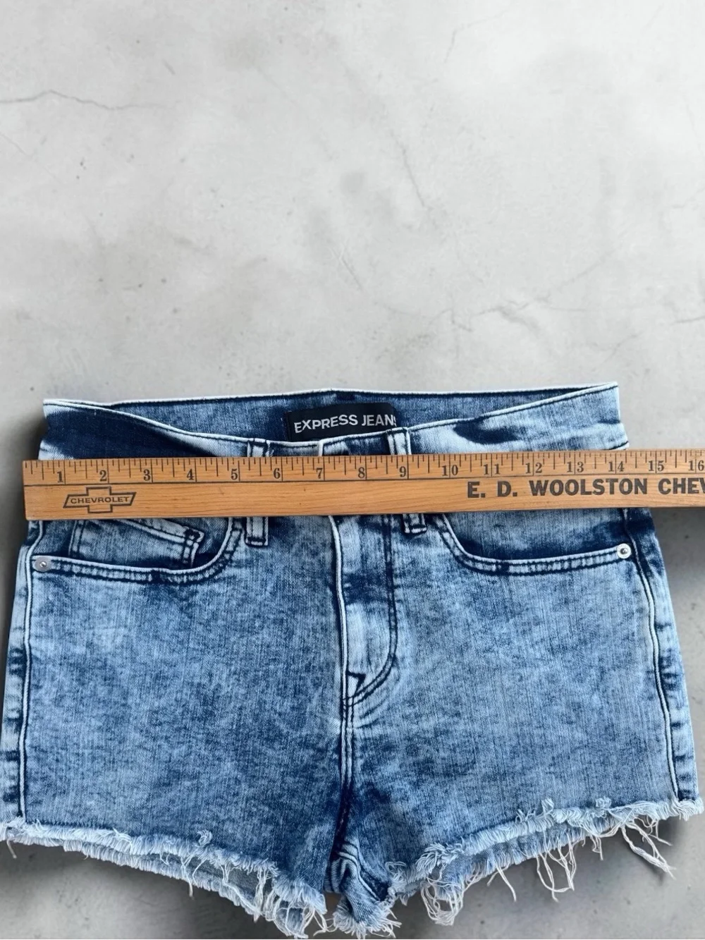 Express Blue Washed Denim Cutoff Shorts